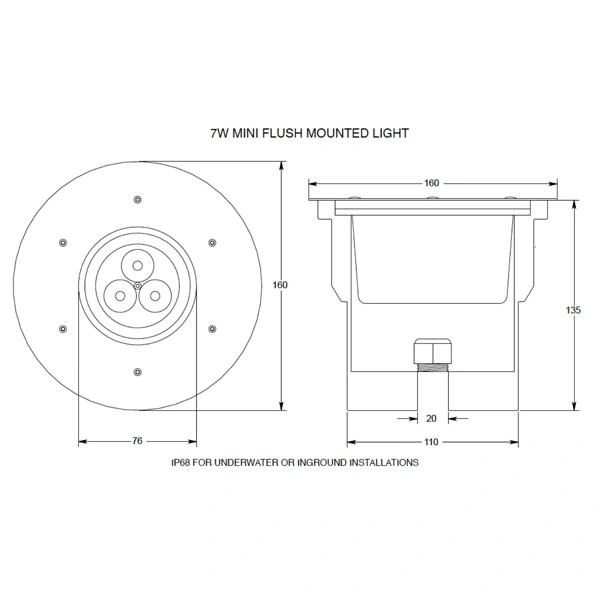 7w Pool Light Assembly